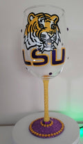 LSU Tigers Hand Painted 18 oz Wine Glass