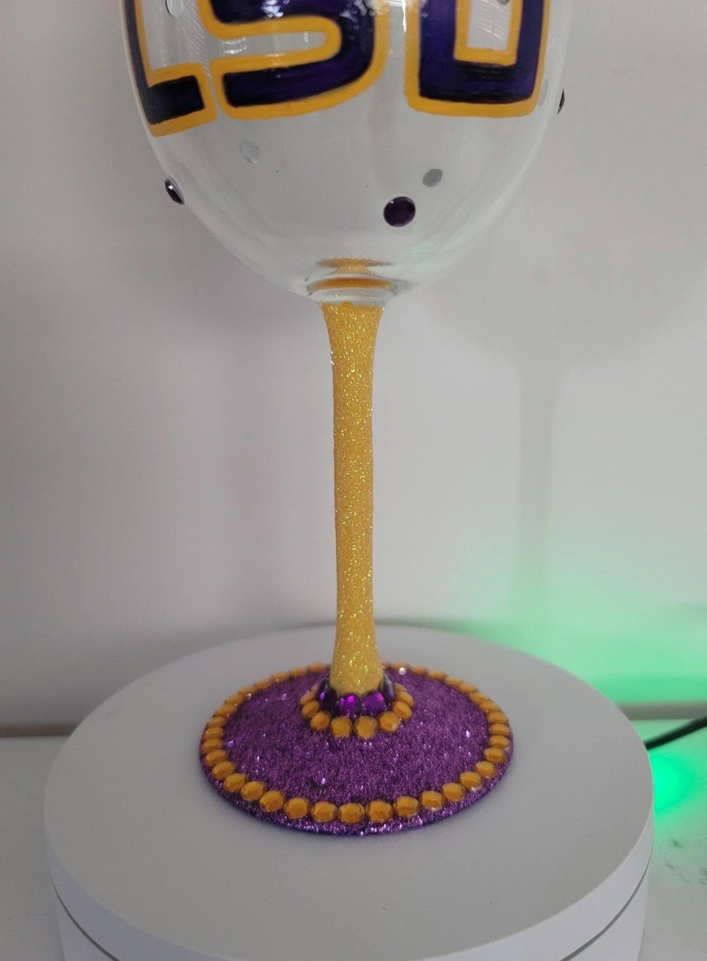 LSU Tigers Hand Painted 18 oz Wine Glass