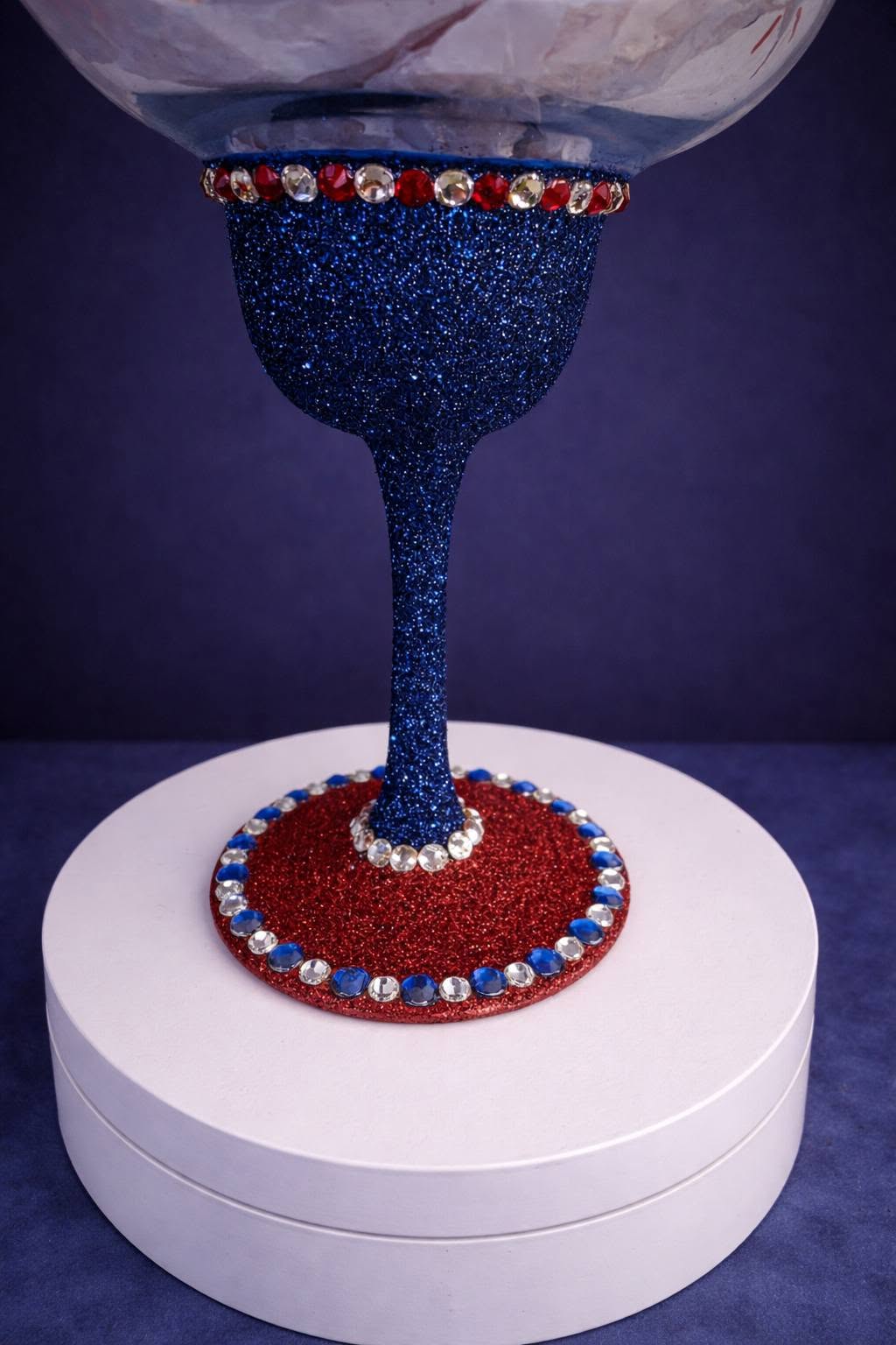 Hand Painted Patriotic God Bless America Bling Margarita Glass