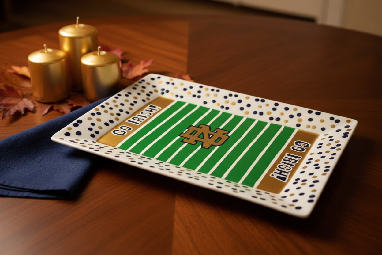 Hand Painted Notre Dame Serving Platter