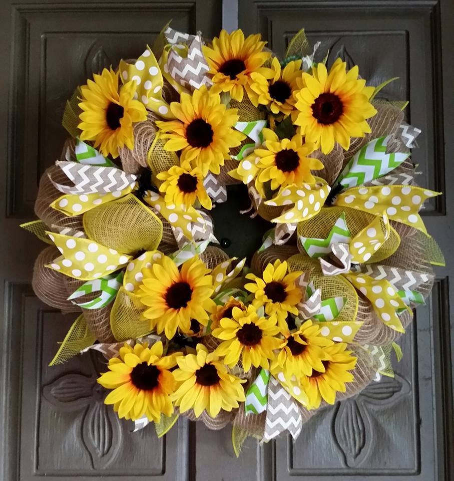 Fall Sunflower Deco Mesh Wreath