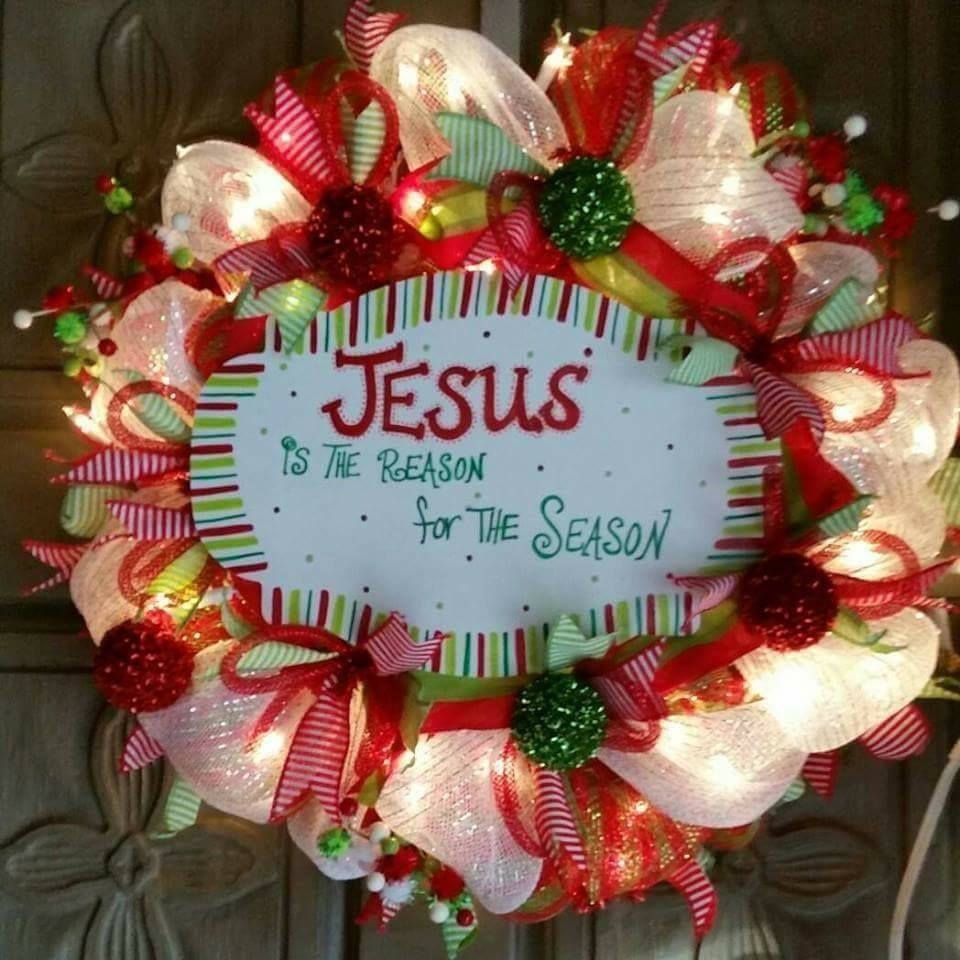 Lighted Christmas Jesus Is the Reason for the Season wreath and garland Set/ Holiday/Christmas Decorations