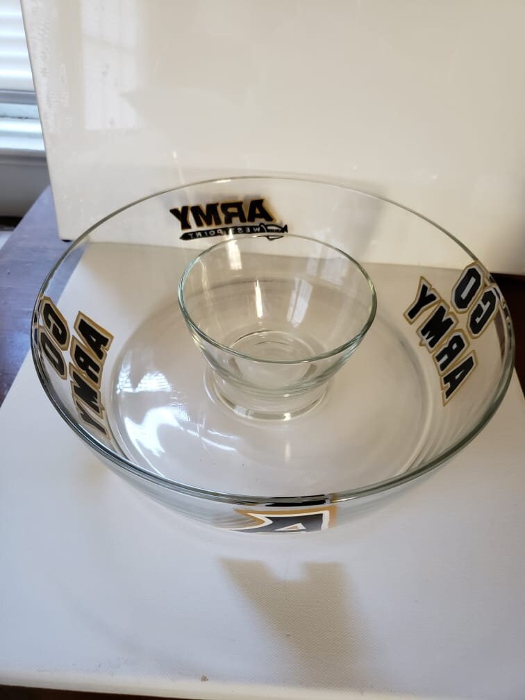 Hand Painted Army Glass Dip and Chip Bowl