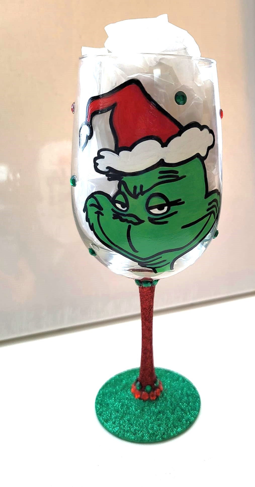 Grinch Christmas Hand Painted Wine Glass/Drink Up Grinches/Gift For Her/ Gift For Him/Christmas Gift/Party Hostess Gift