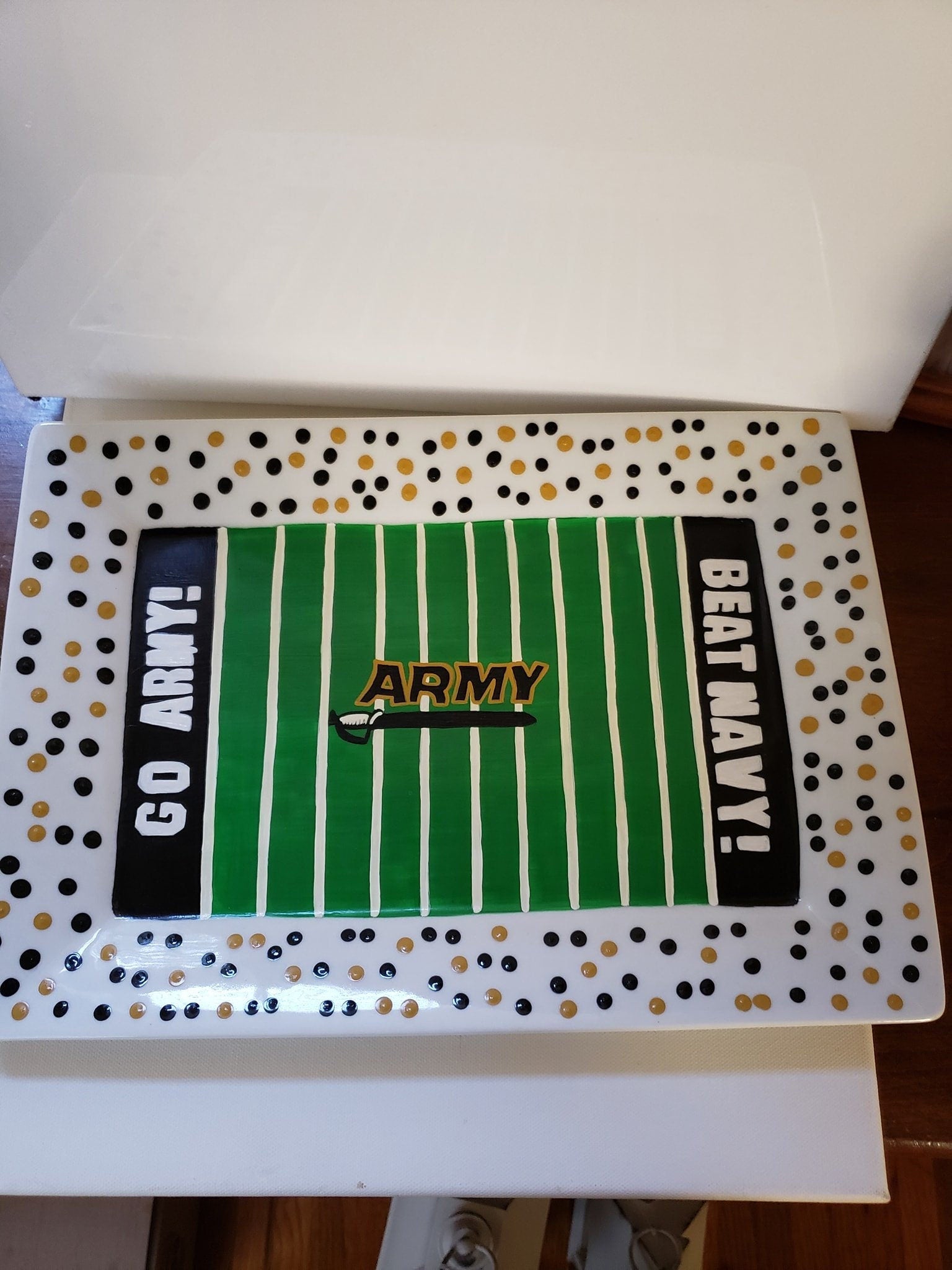 Hand Painted Football Field Serving Platter: Army/Navy, Custom Ceramic