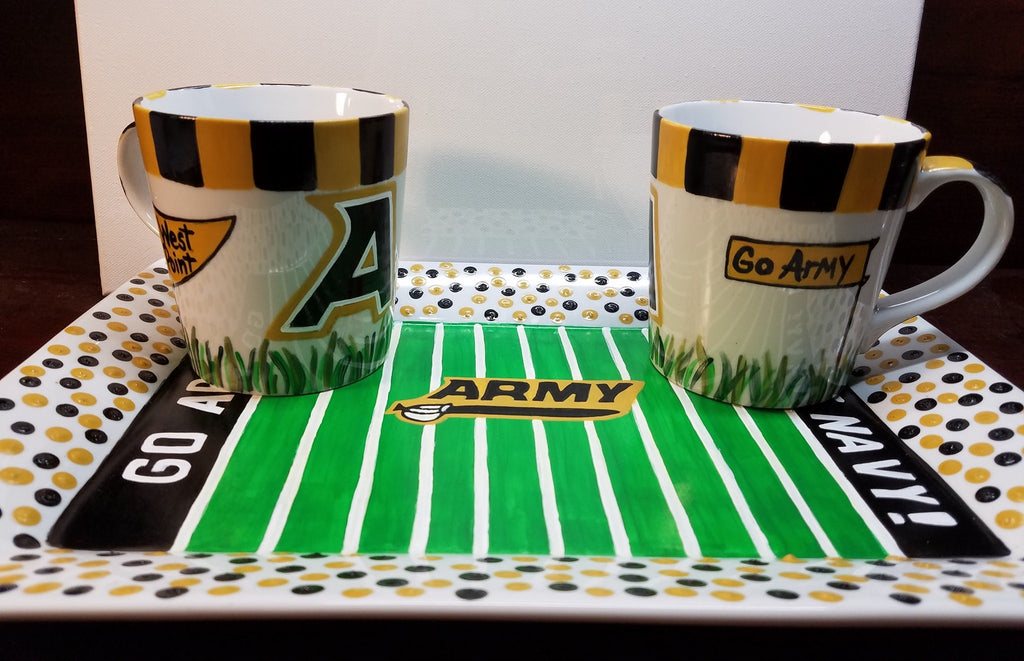 Hand Painted Football Field Serving Platter: Army/Navy, Custom Ceramic