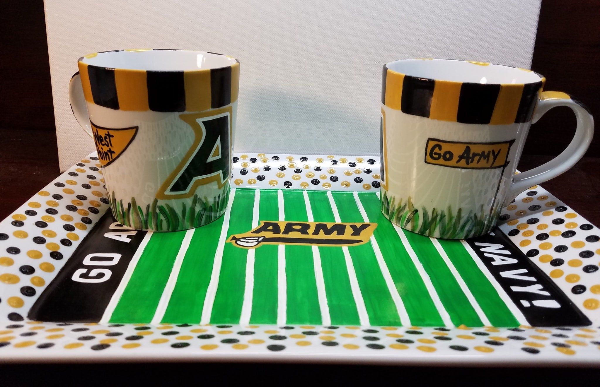 Hand Painted Football Field Serving Platter: Army/Navy, Custom Ceramic