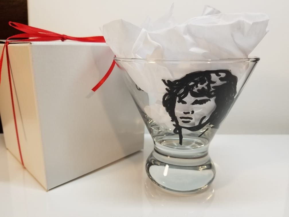 Hand Painted Jim Morrison Martini Glass, The Doors Fan Art