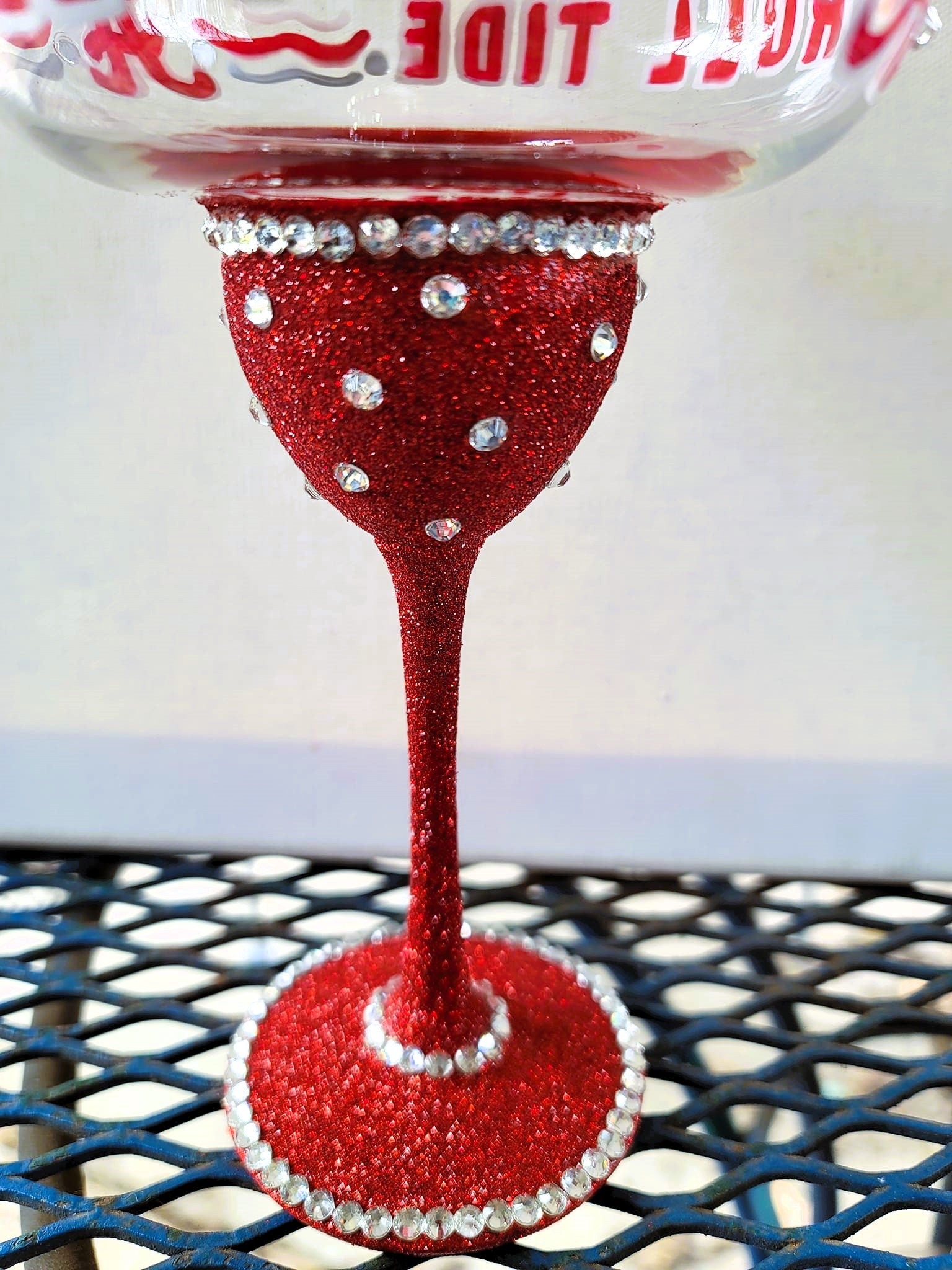 Hand Painted Bling Alabama Crimson Tide Margarita Glass