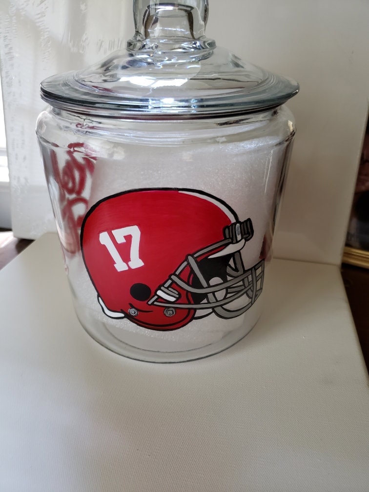 Hand Painted Alabama Crimson Tide Cookie Jar, Collegiate Gift