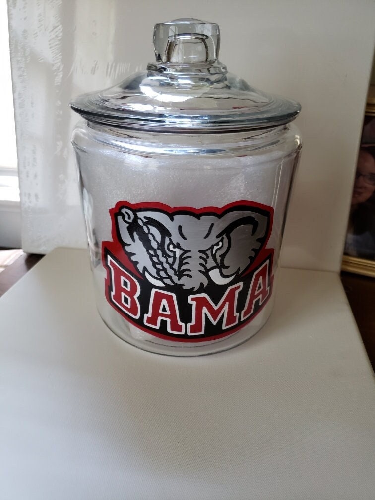 Hand Painted Alabama Crimson Tide Cookie Jar, Collegiate Gift