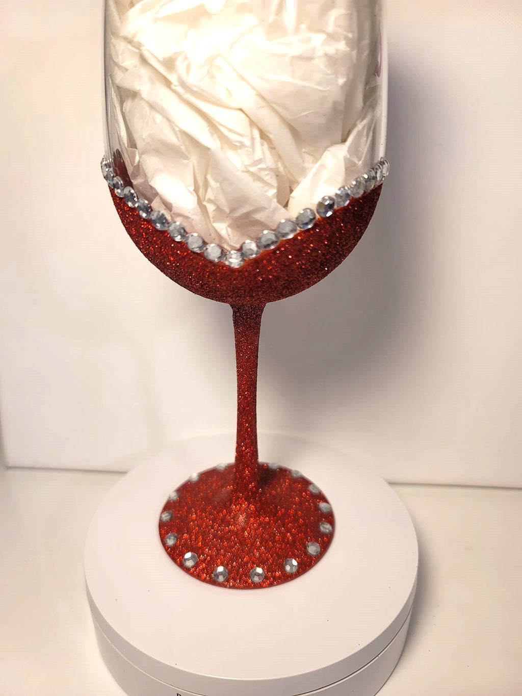 Hand Painted Valentine Wine Glass: Glitter Rhinestone Bling