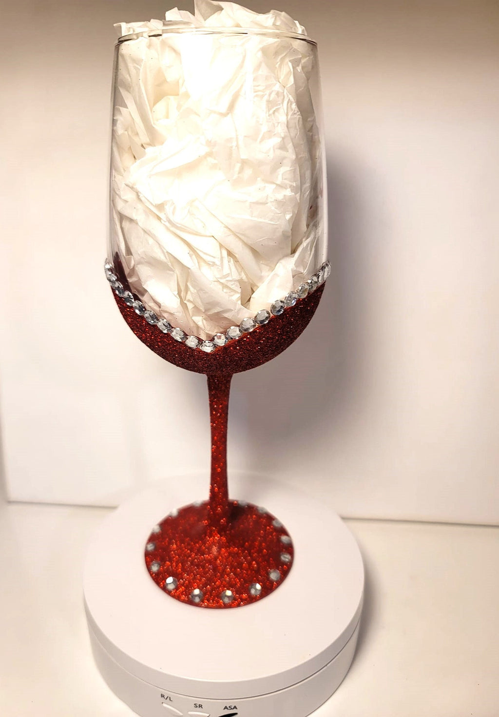 Hand Painted Valentine Wine Glass: Glitter Rhinestone Bling