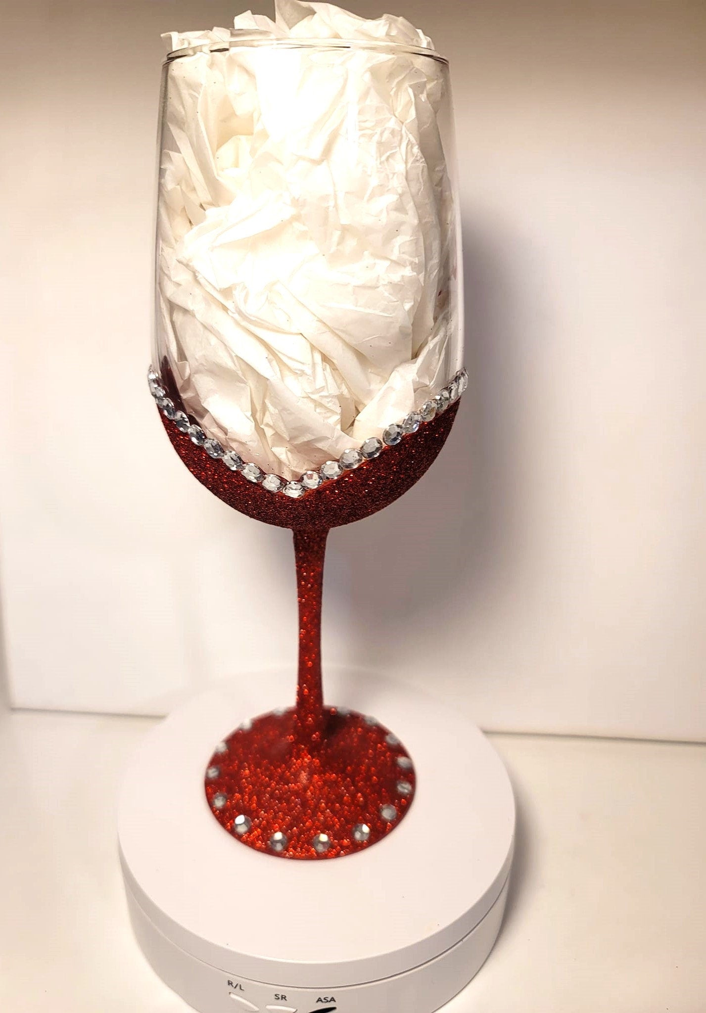 Hand Painted Valentine Wine Glass: Glitter Rhinestone Bling