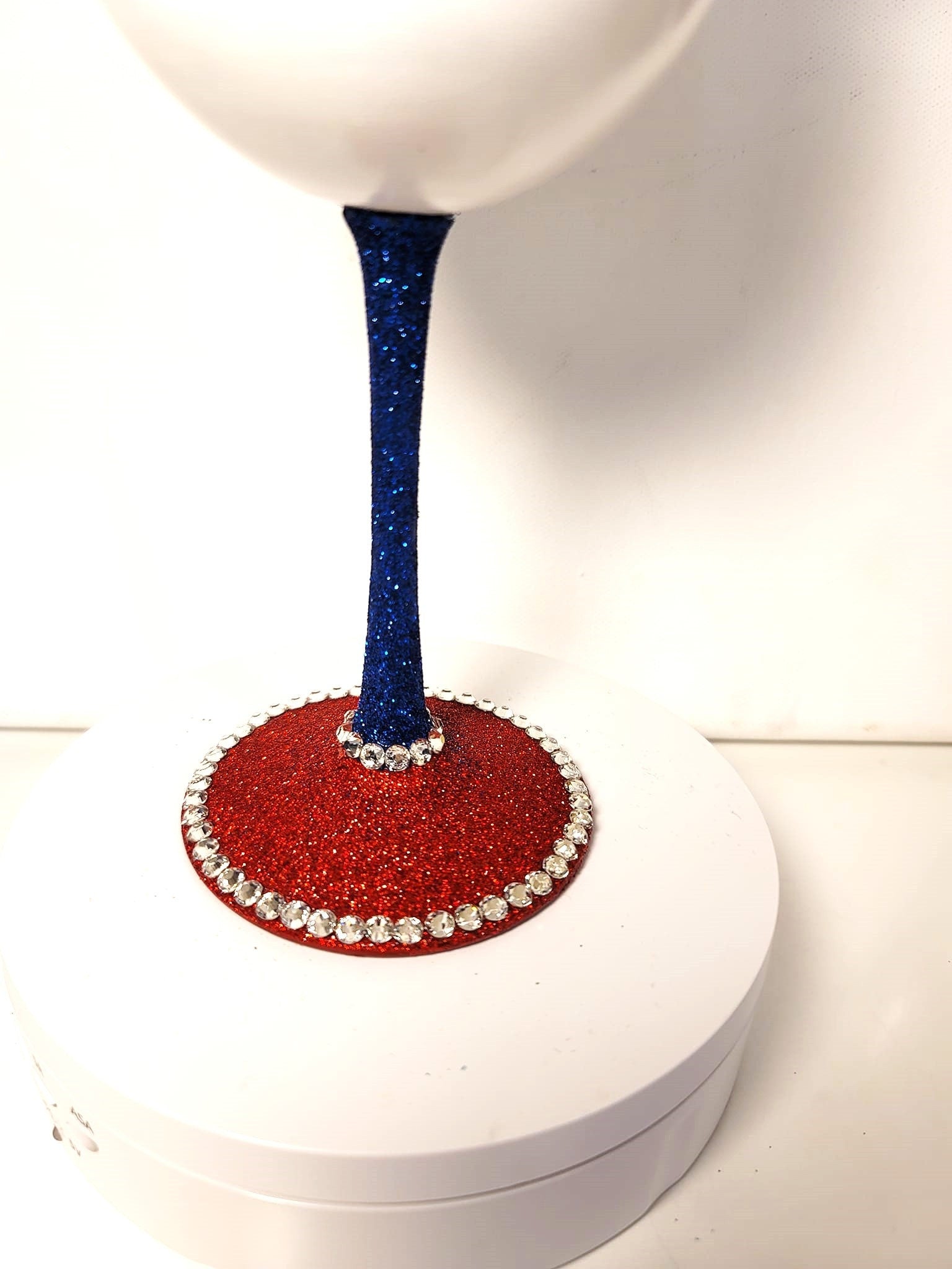 Atlanta Braves Hand-Painted Wine Glass with Rhinestone Bling