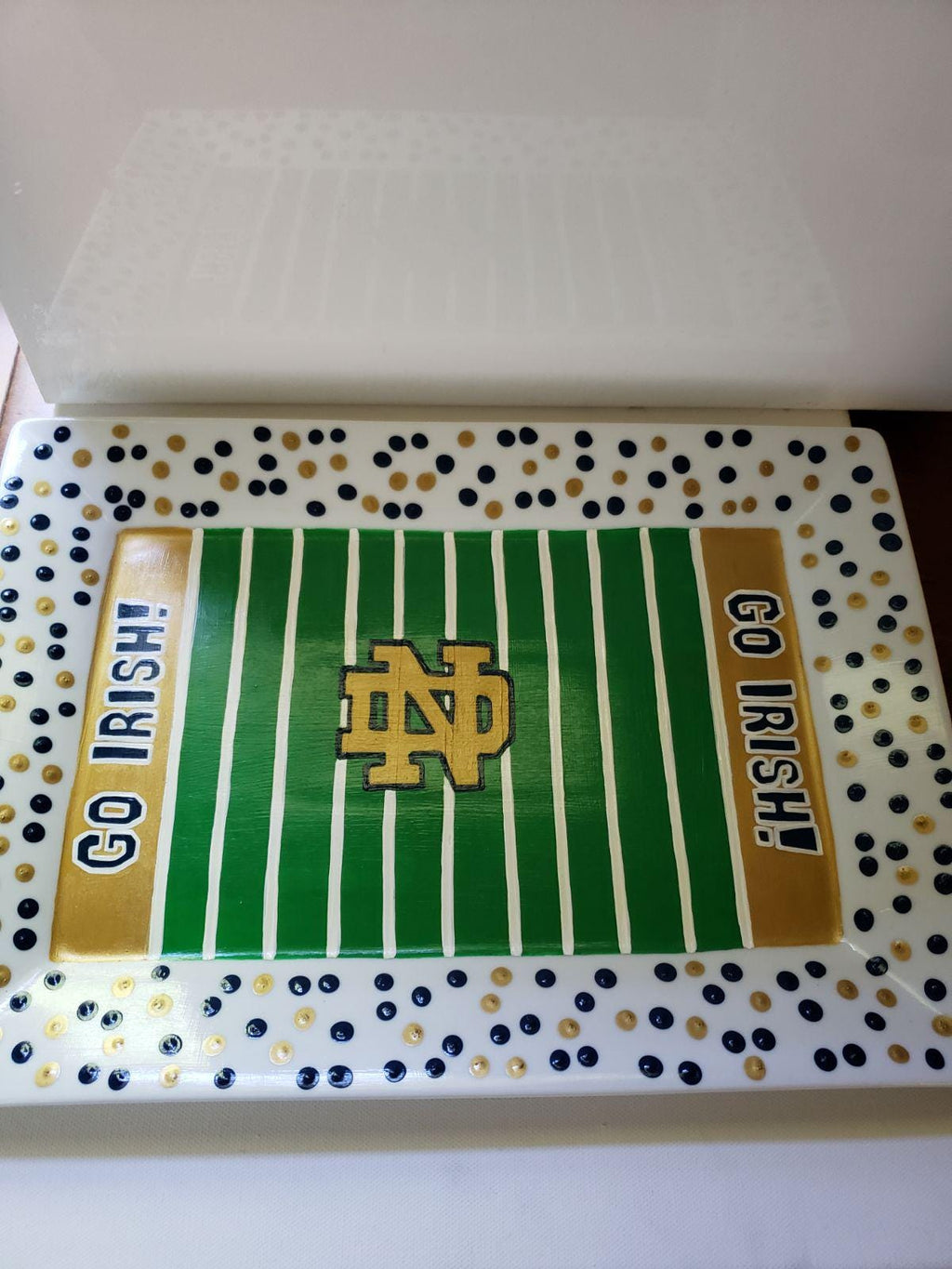Hand Painted Notre Dame Serving Platter, College Sports Plate