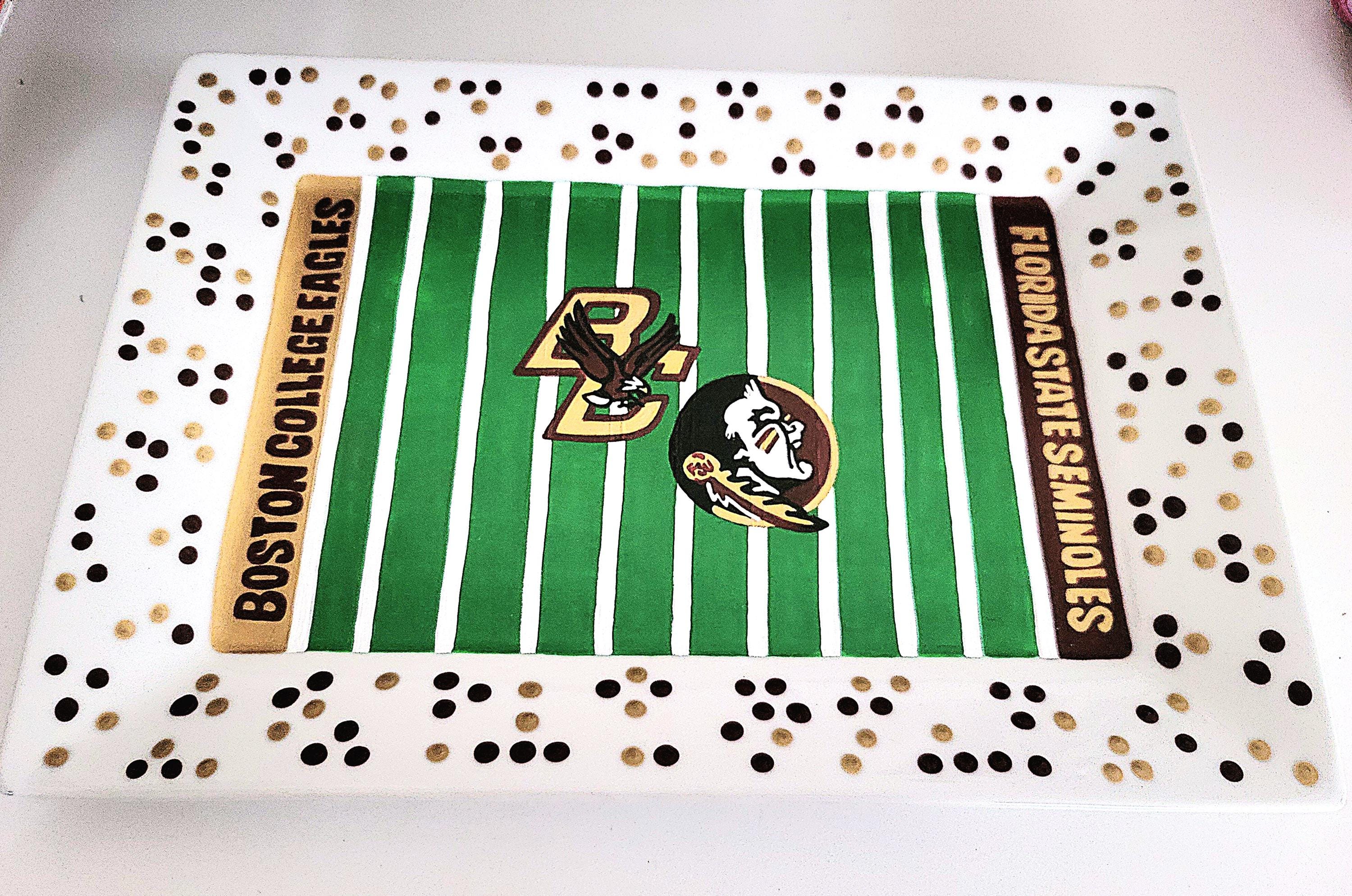 Hand Painted Dual Team Football Field Ceramic Platter (10x14)