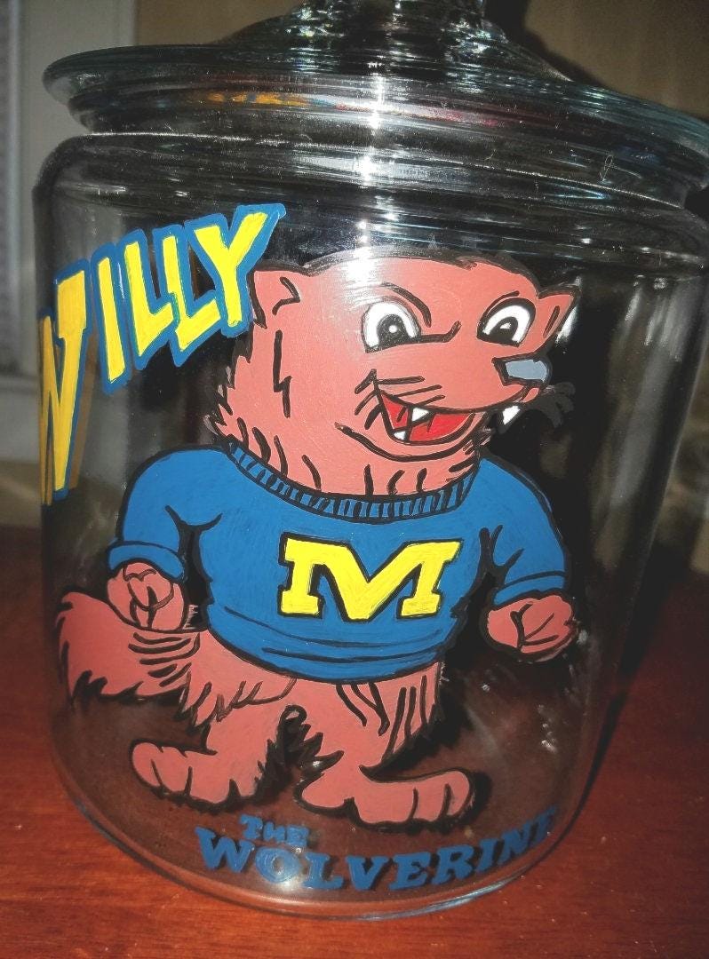 Hand Painted Willy the Wolverine Michigan Wolverines Cookie Jar