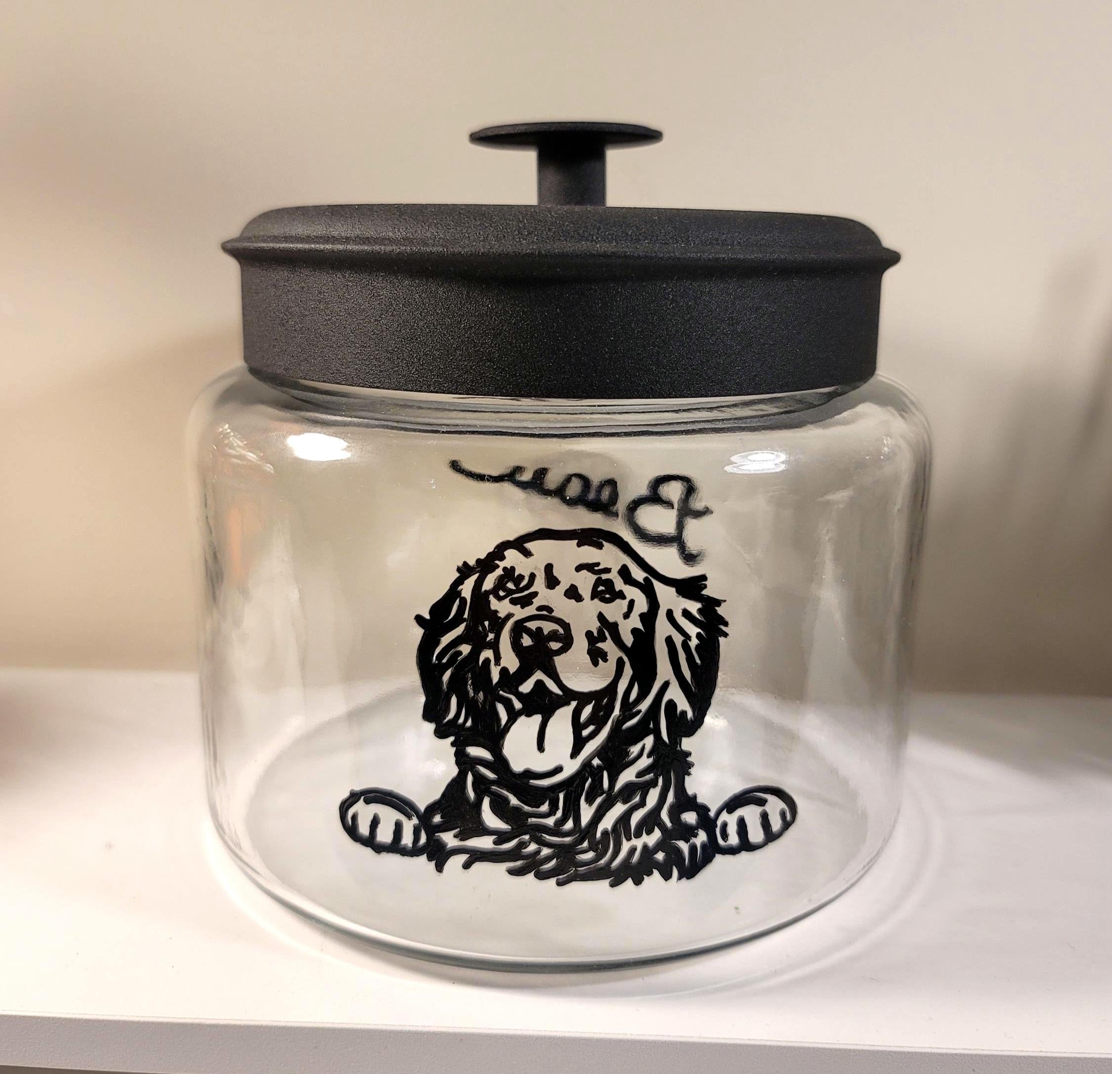Hand Painted Golden Retriever Treat Jar, Personalized Pet Gift