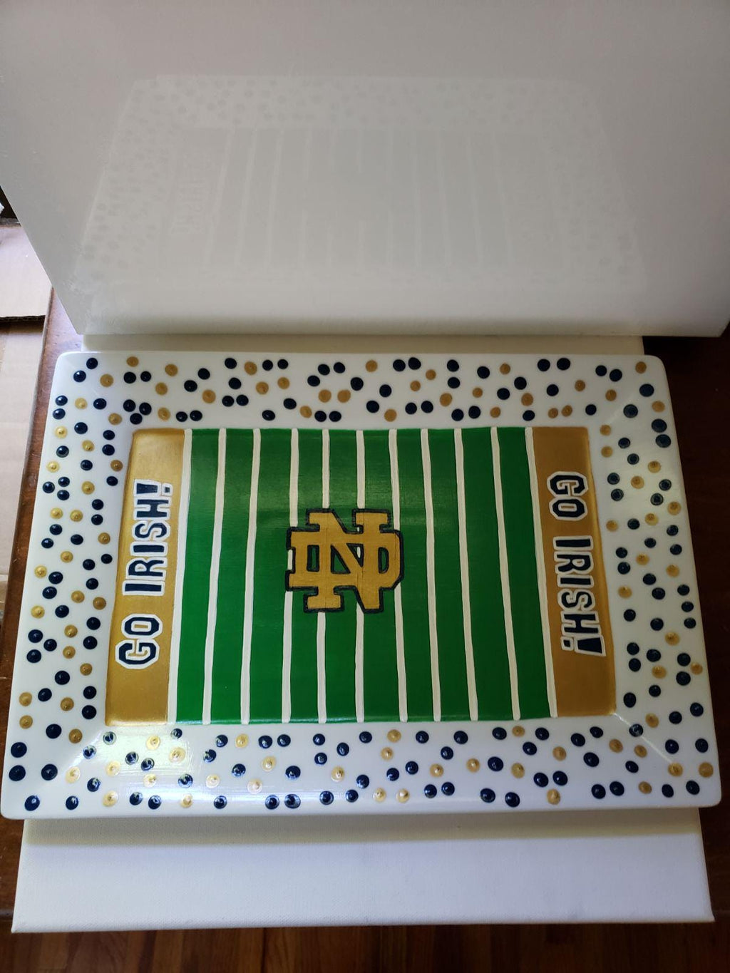 Hand Painted Notre Dame Serving Platter, College Sports Plate
