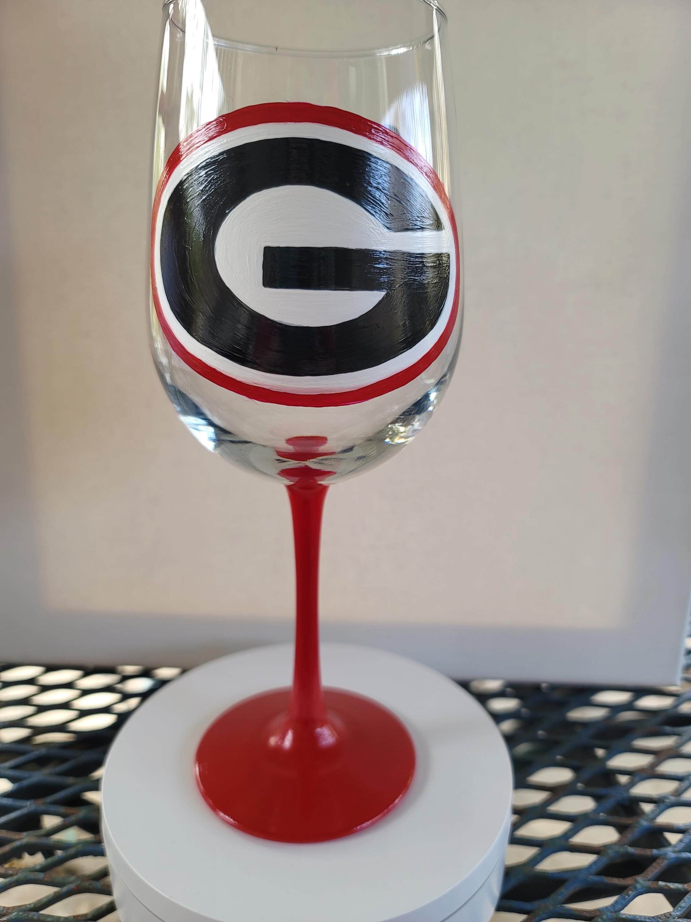 Hand Painted Georgia Bulldogs Double Sided Wine Glass /Gift for Her/Gift for Him/Christmas Gift/ Barware/College Graduation Gift