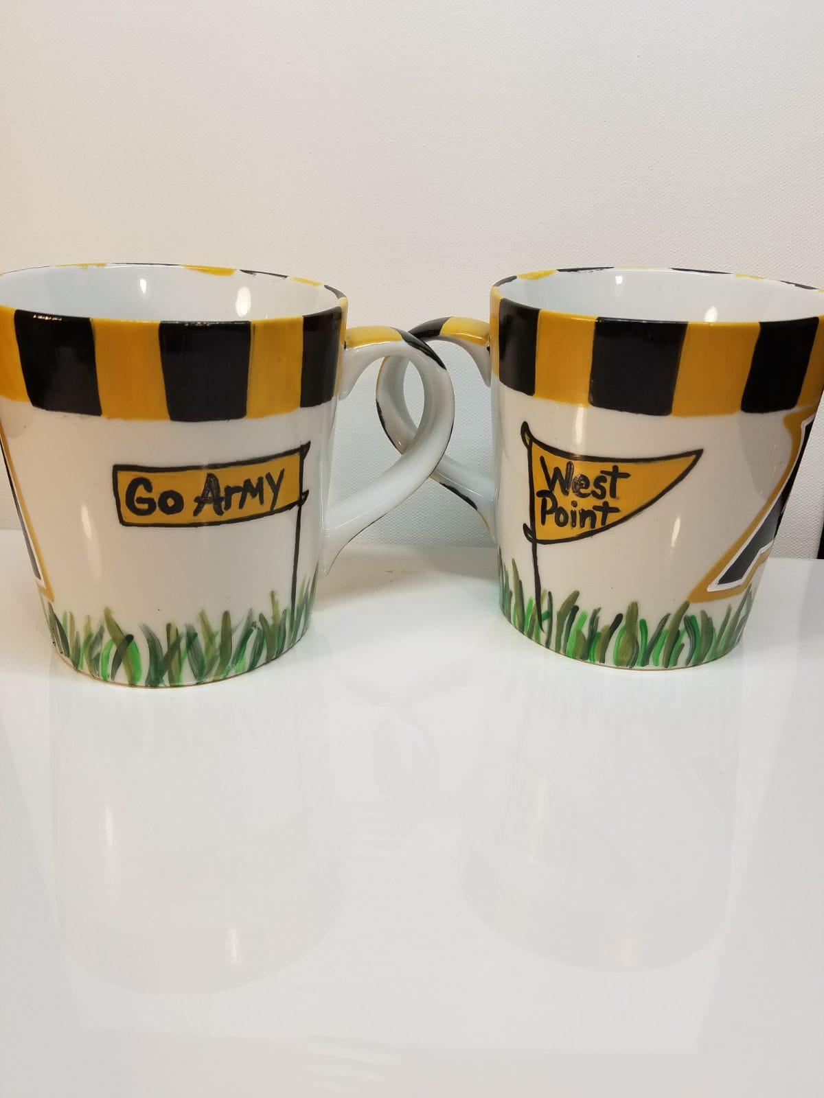 Hand Painted Army Coffee Mugs - Set of Two, Ceramic