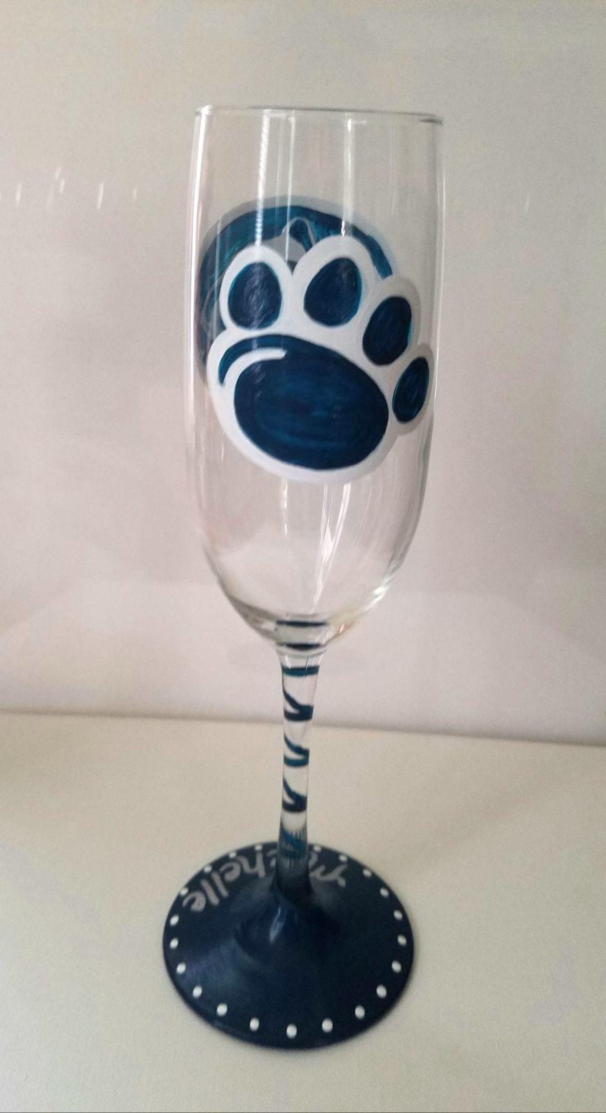 Hand Painted Penn State Nittany Lions Champagne Glass