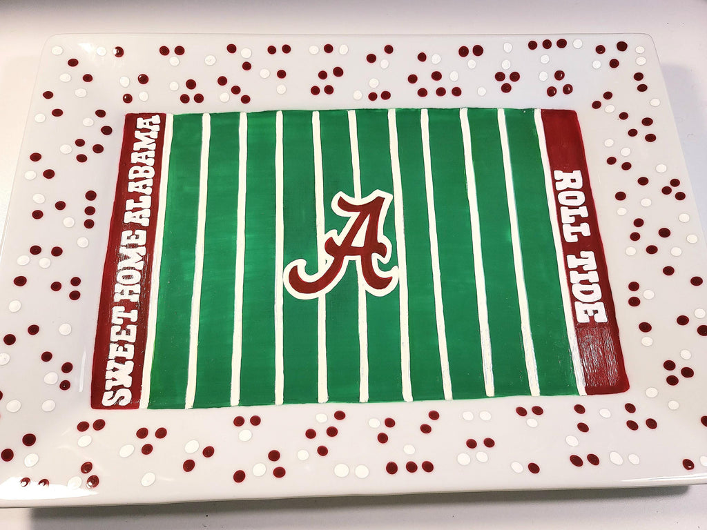 Alabama Crimson Tide Hand-Painted Football Field Platter
