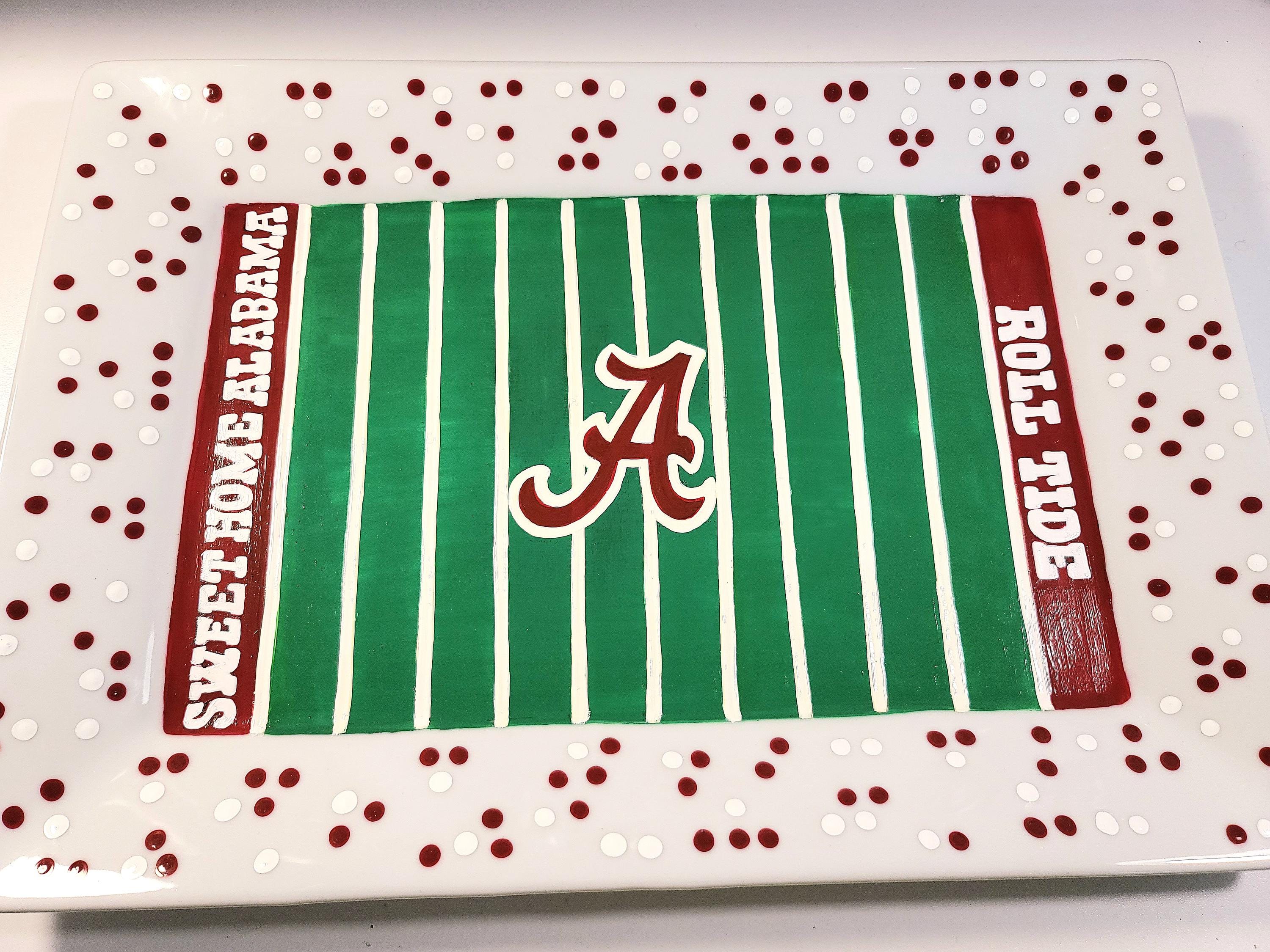 Alabama Crimson Tide Hand-Painted Football Field Platter
