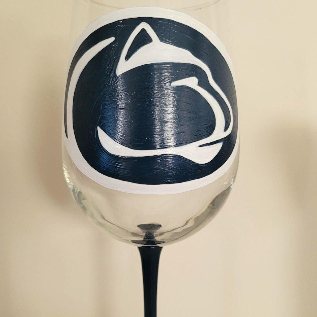 Hand Painted Penn State Nittany Lions Wine Glass