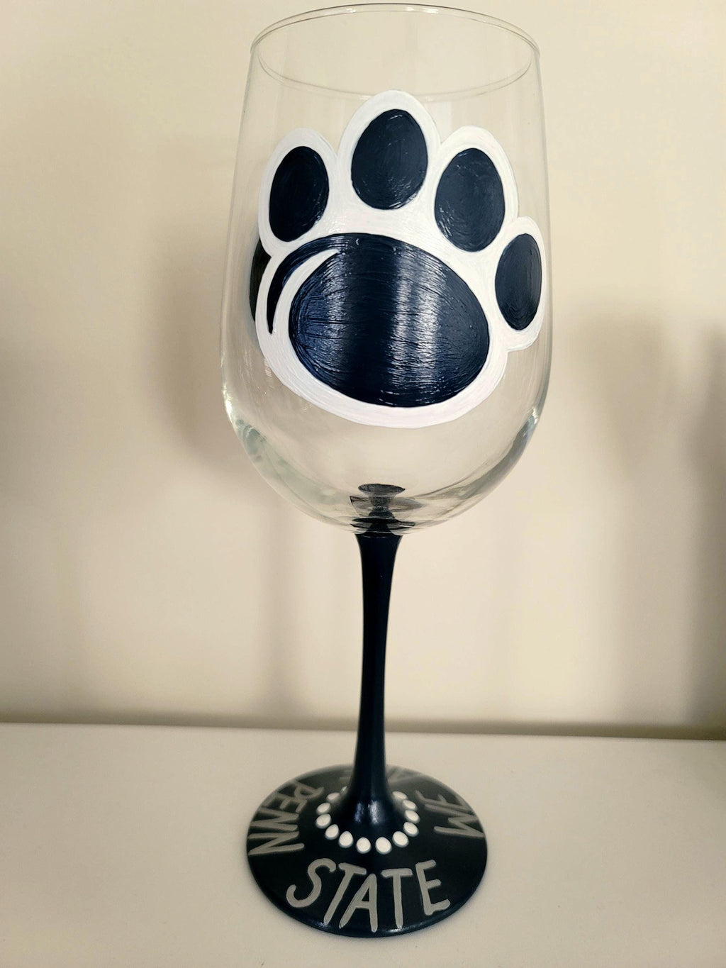 Hand Painted Penn State Nittany Lions Wine Glass