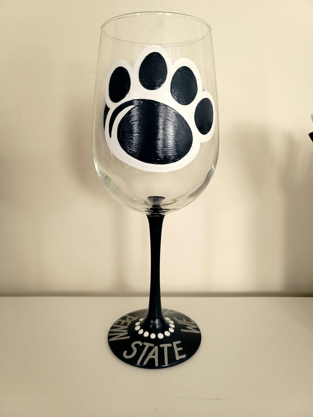 Hand Painted Penn State Nittany Lions Wine Glass