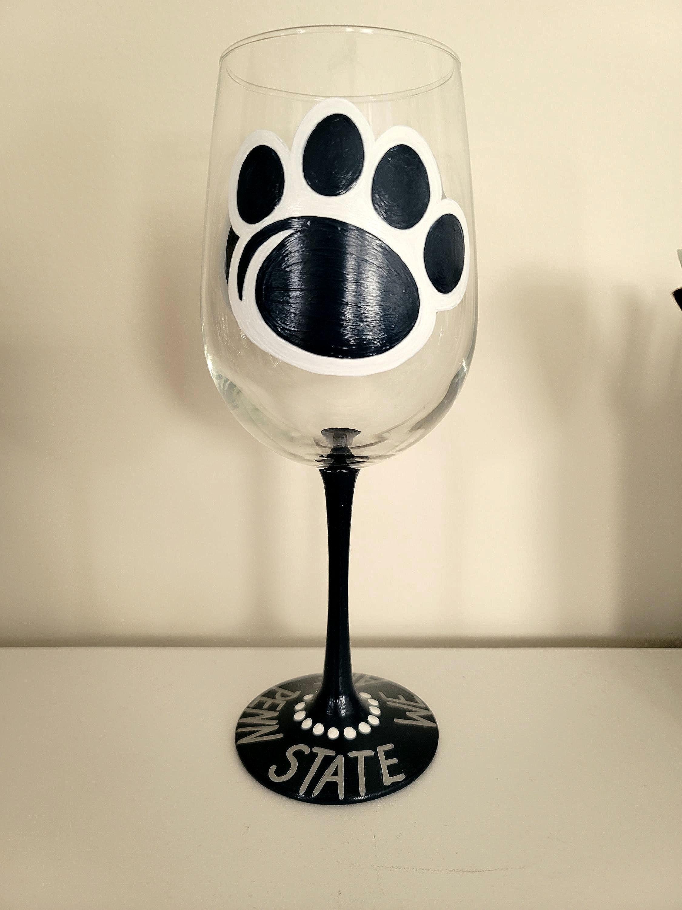 Hand Painted Penn State Nittany Lions Wine Glass