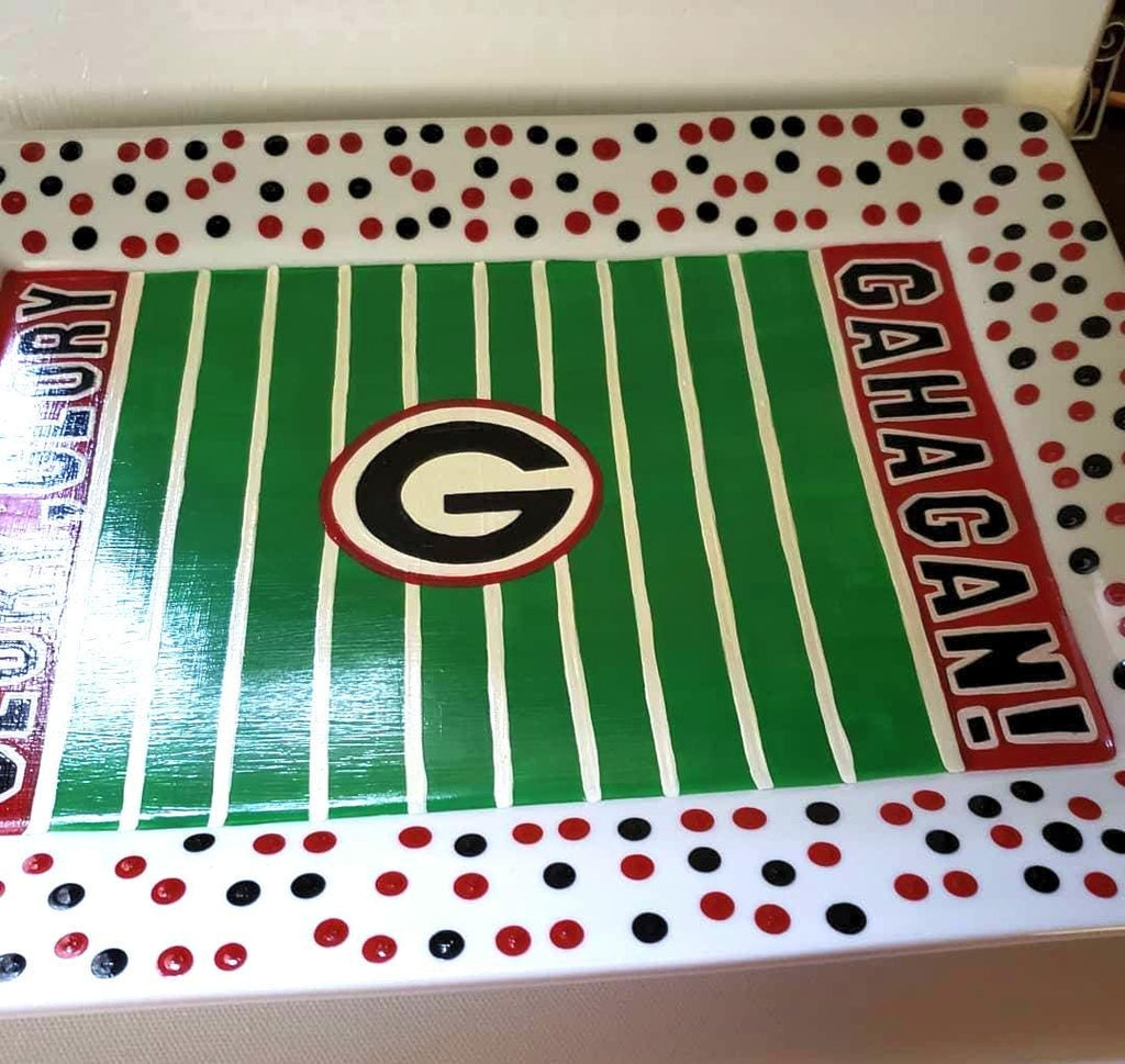 Hand-Painted Georgia Bulldogs Serving Platter, College Football Plate