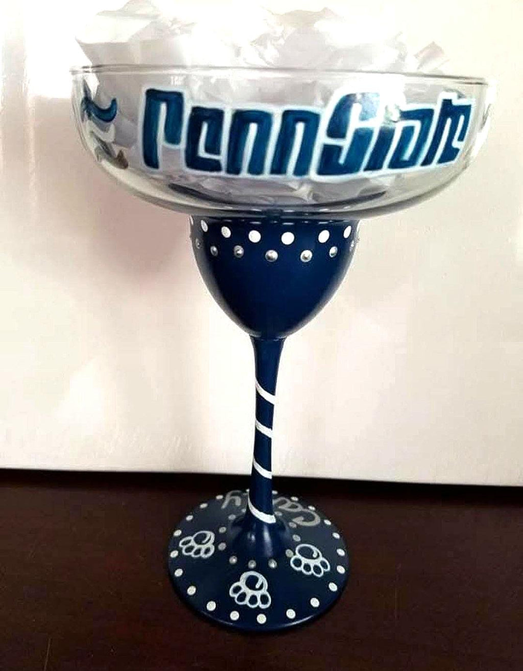 Hand Painted Penn State Sorority Margarita Glass, Bling Glass