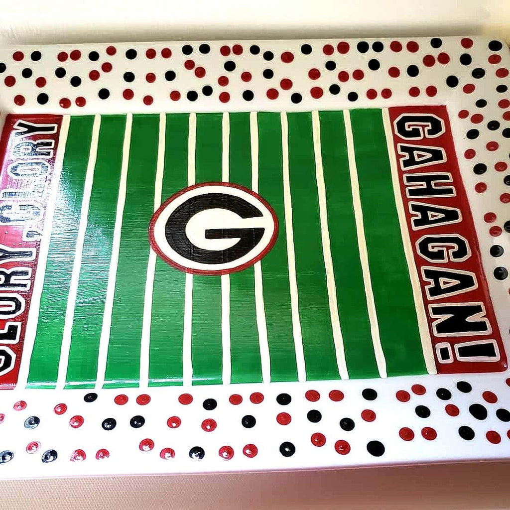 Hand-Painted Georgia Bulldogs Serving Platter, College Football Plate