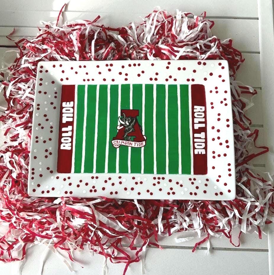 Alabama Crimson Tide Hand-Painted Ceramic Serving Platter (10x14)