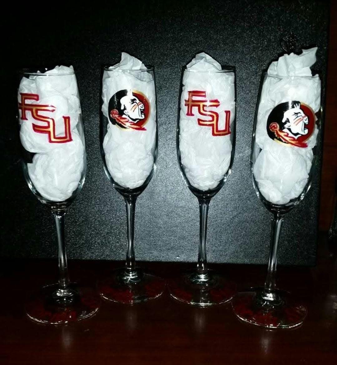 Hand Painted Florida Gators Champagne Glass, 8 oz, Custom Gift