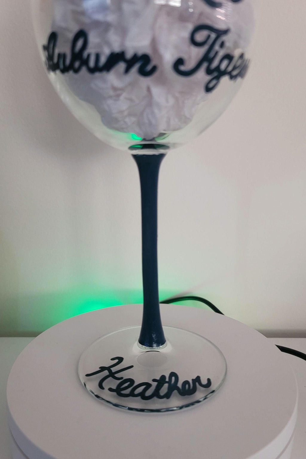 Hand Painted Aubie Wine Glass, College Graduation Gift