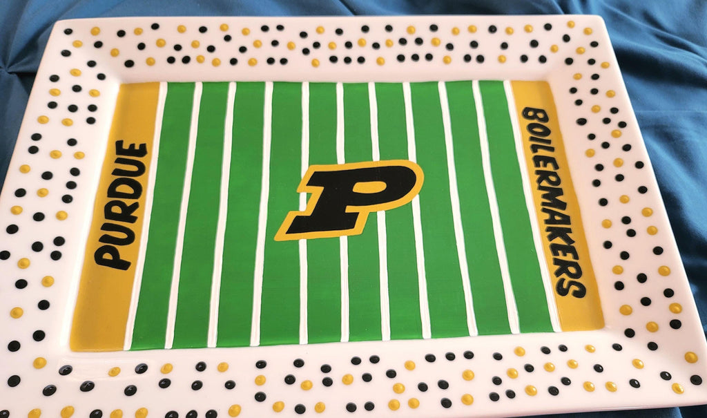 Hand Painted Purdue Boilermakers Ceramic Serving Platter (10x14)