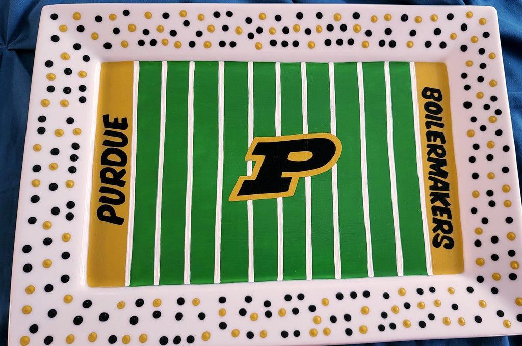 Hand Painted Purdue Boilermakers Ceramic Serving Platter (10x14)
