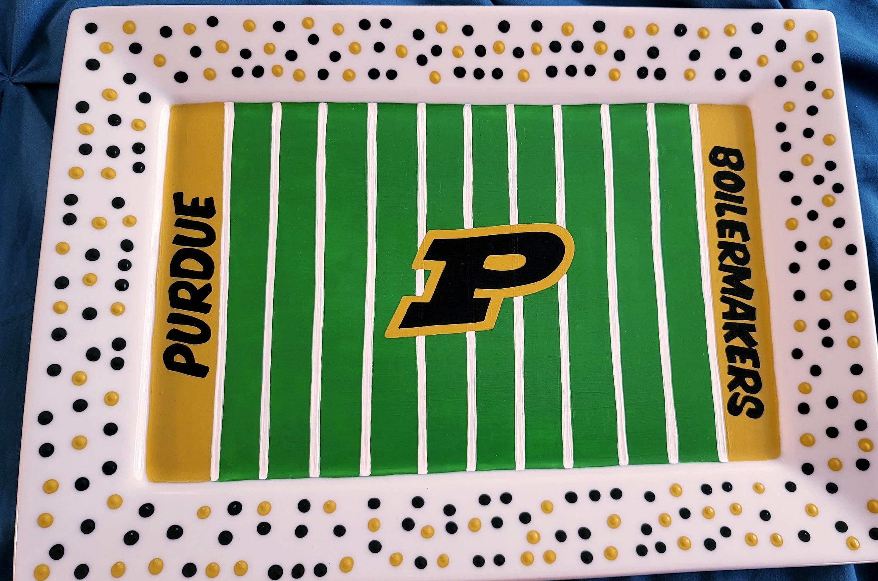 Hand Painted Purdue Boilermakers Ceramic Serving Platter (10x14)