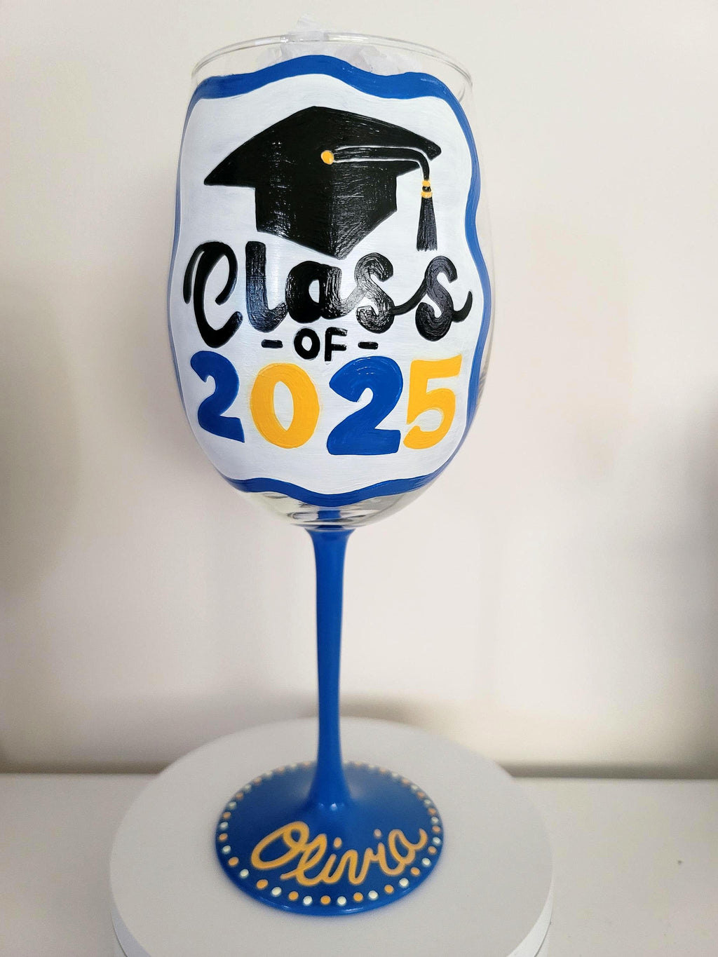 Hand Painted Graduation Wine Glass, Personalized College Grad Gift/Class of 2026