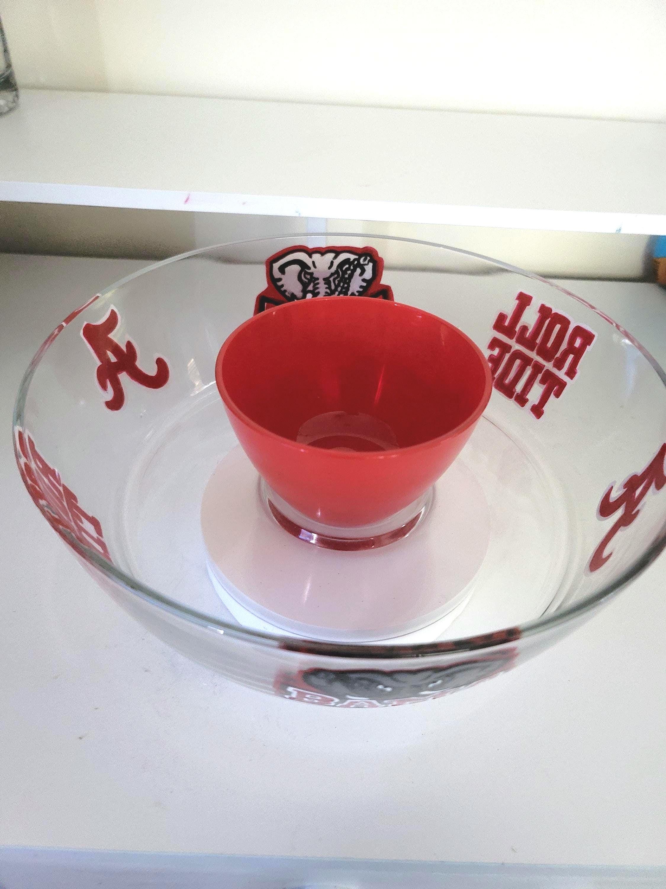 Hand Painted Alabama Crimson Tide Chip and Dip Bowl