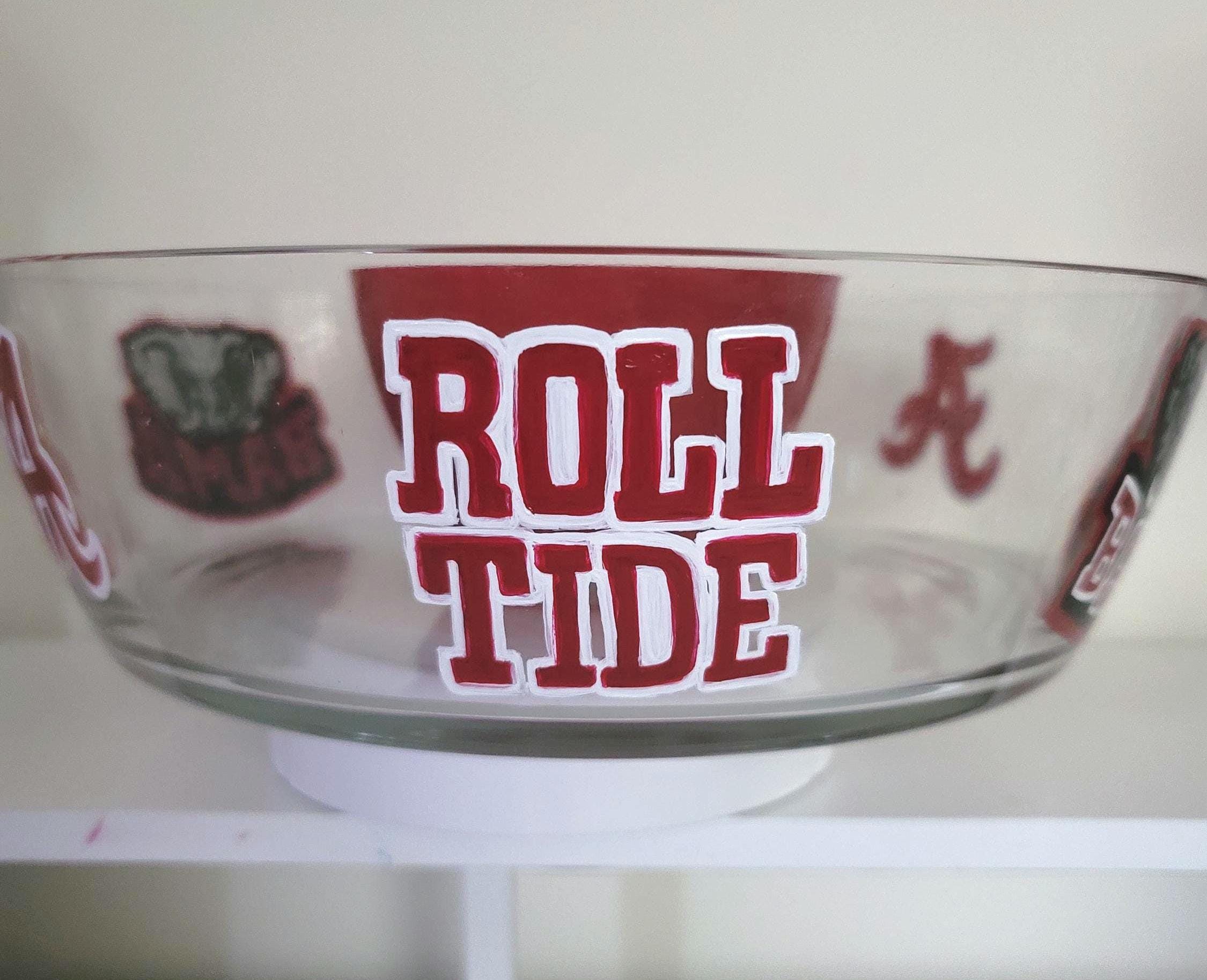 Hand Painted Alabama Crimson Tide Chip and Dip Bowl