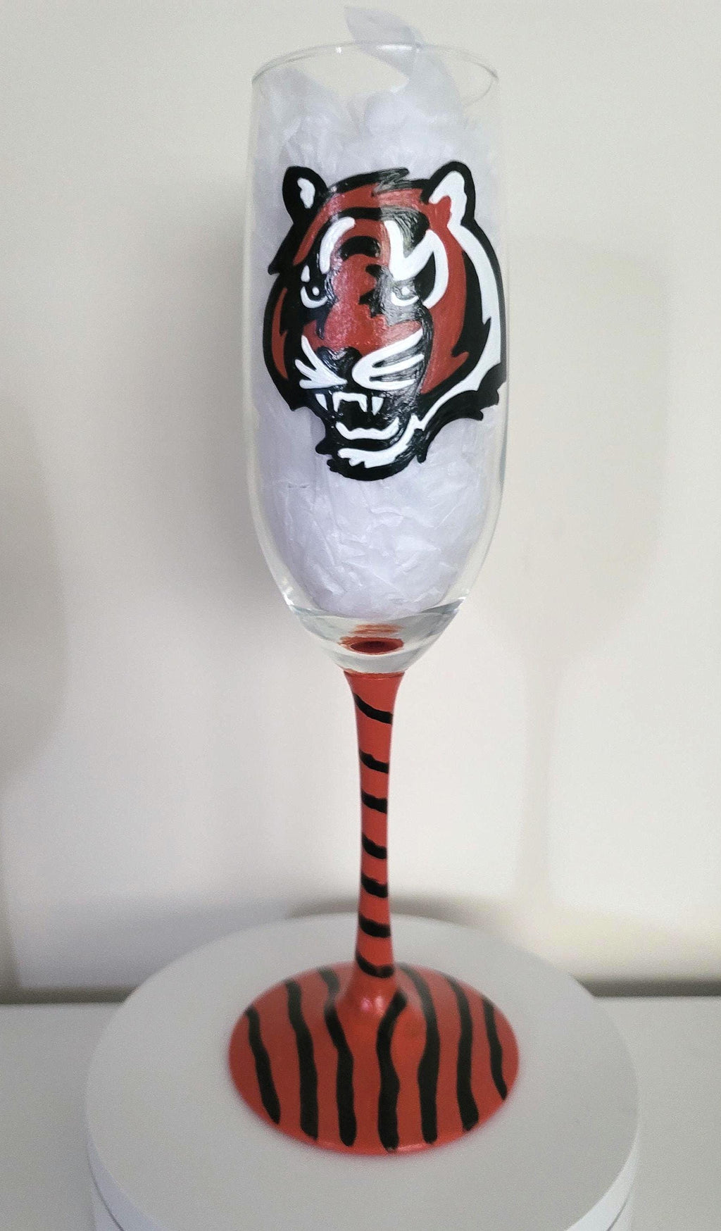 Hand Painted Cincinnati Bengals Champagne Glass, Football Gift