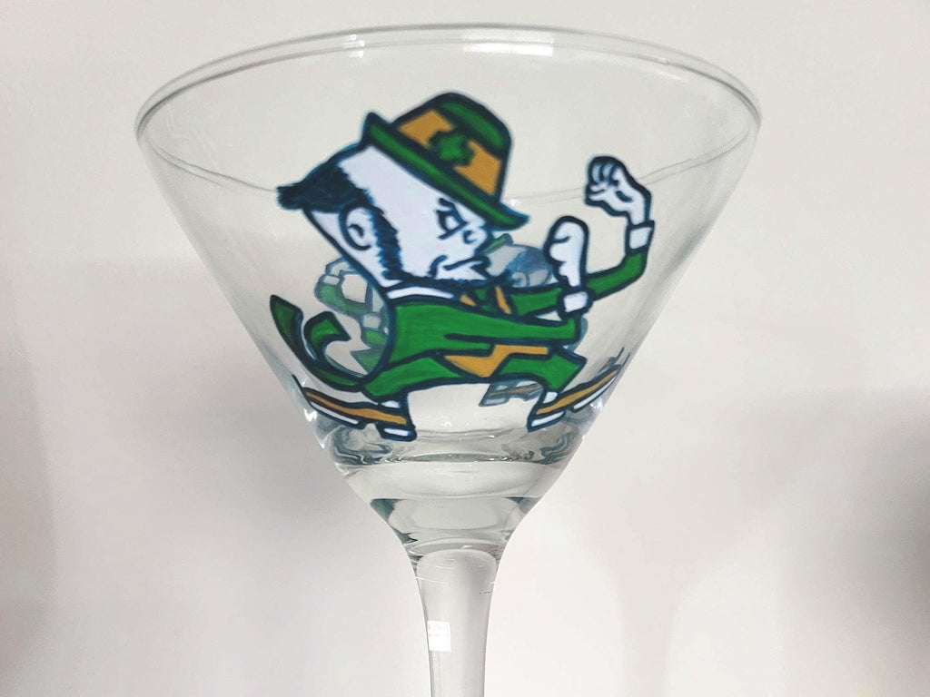 Hand Painted Notre Dame Martini Glass, Fighting Irish Gift