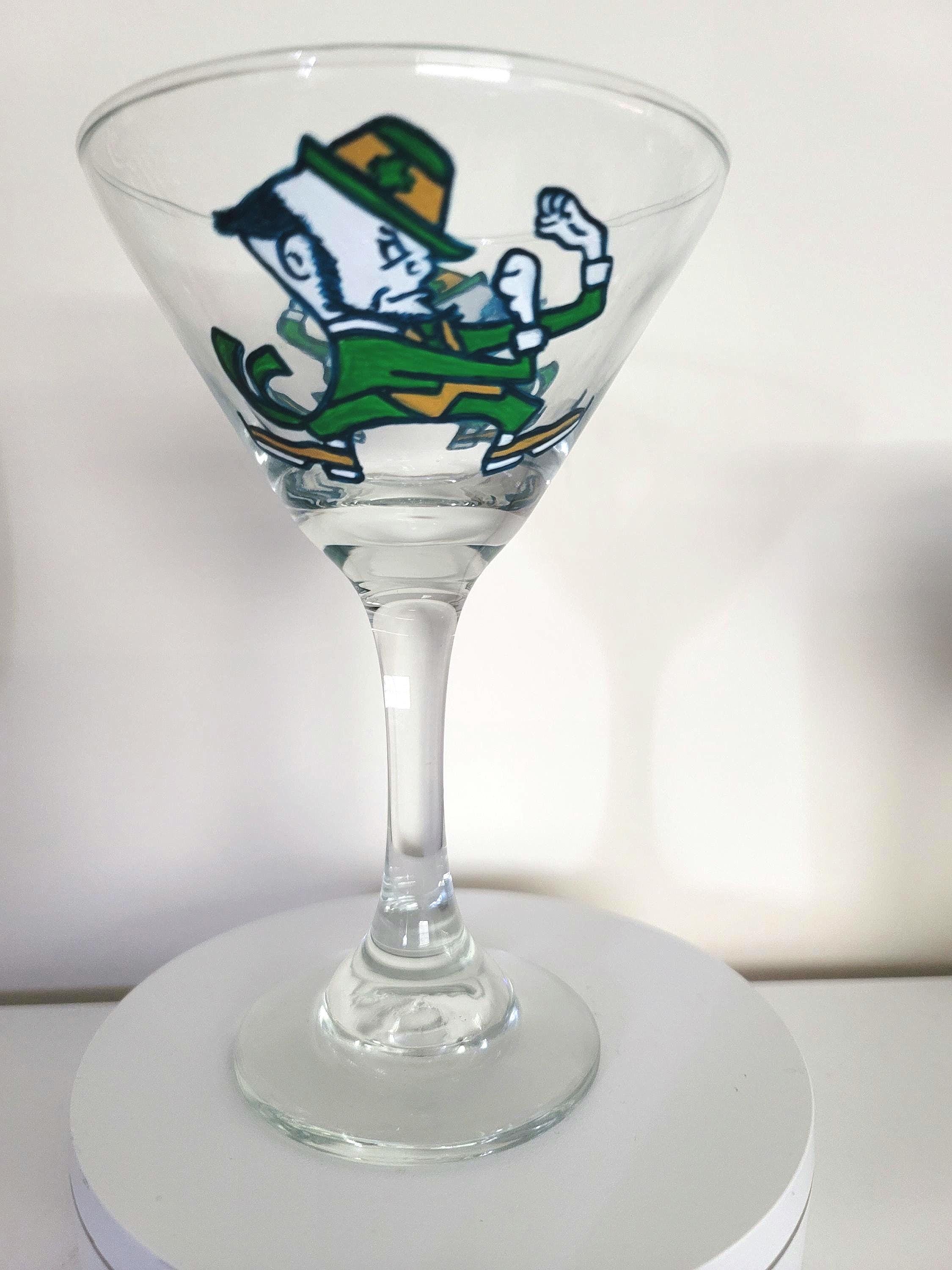 Hand Painted Notre Dame Martini Glass, Fighting Irish Gift
