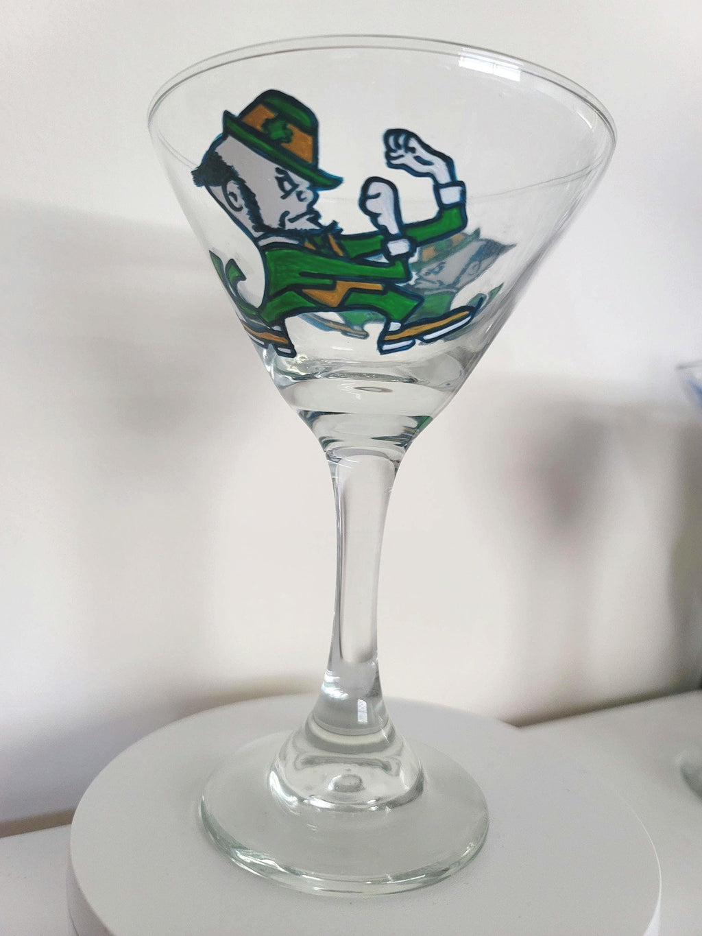 Hand Painted Notre Dame Martini Glass, Fighting Irish Gift