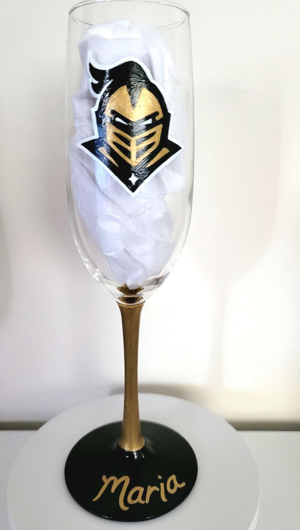 Hand Painted UCF Knights Champagne Flute, College Football Gift